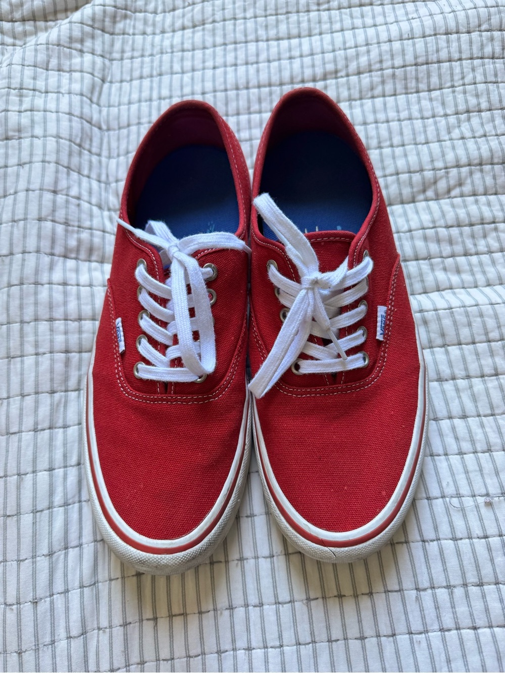 Vans Red Canvas Low-Top Sneakers with White Laces